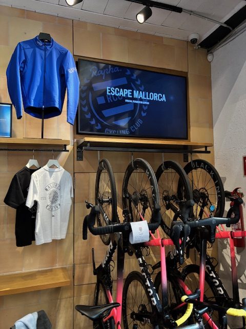 Rapha cycling apparel collection in Mallorca store